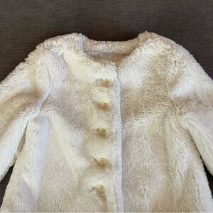 Old Navy Girls Cream Faux Fur Jacket Coat Size 3T EUC